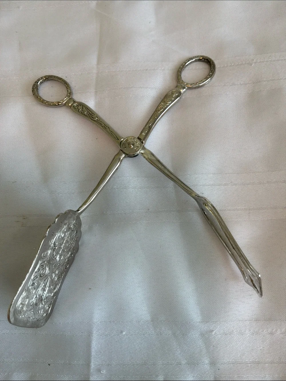 Silver Plated scissor cake/pastry salad tongs set of  two vintage